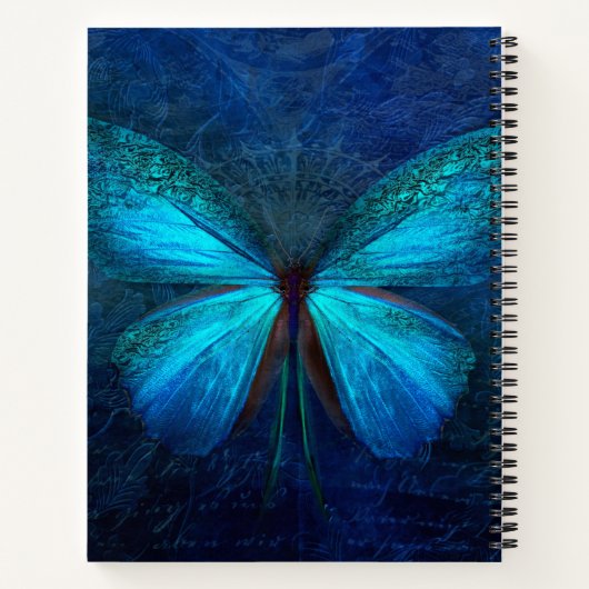 Blauer Schmetterling der Freude und des Glücks Notizblock (Rückseite)