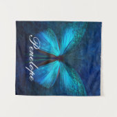 Blauer Schmetterling der Freude und des Glücks Wandteppich (Vorderseite (Horizontal))