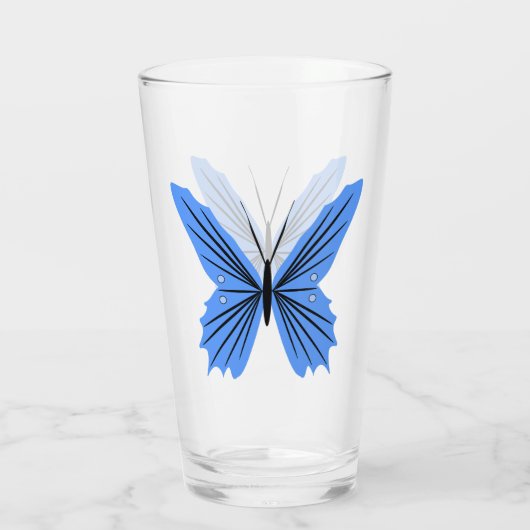 Blauer Schmetterling-Designglas Glas (Rückseite)