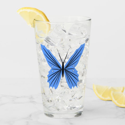 Blauer Schmetterling-Designglas Glas (Vorderseite Ice)