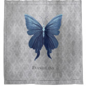Blauer Schmetterling Duschvorhang (Vorderseite)