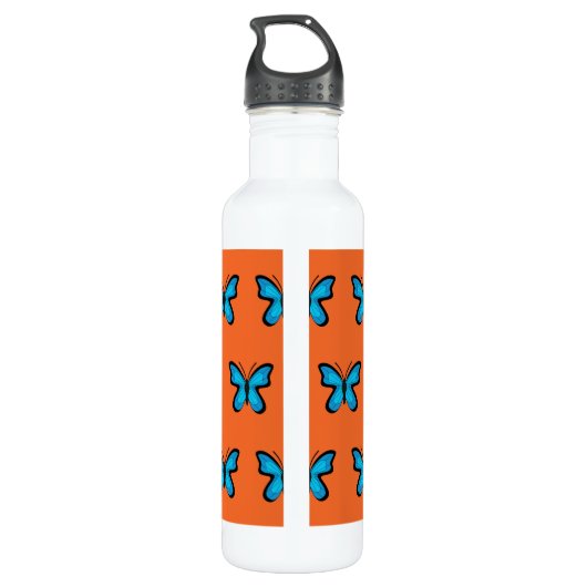 Blauer Schmetterling Edelstahlflasche (Rückseite)