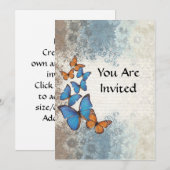 Blauer Schmetterling Einladung (Vorne/Hinten)