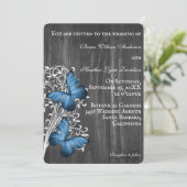 Blauer Schmetterling Einladung (Stehend Vorderseite)