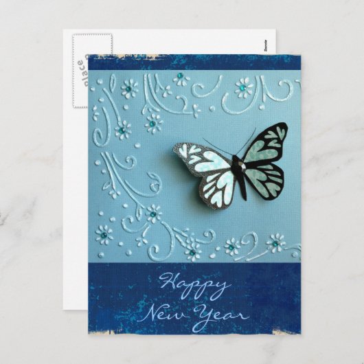 Blauer Schmetterling Feiertagspostkarte (Vorne/Hinten)
