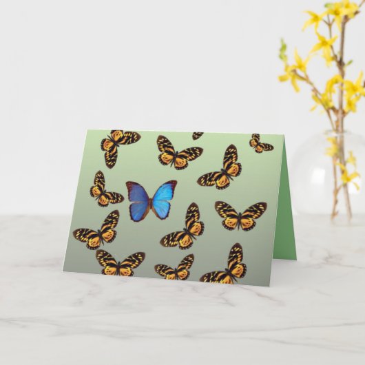 Blauer Schmetterling Fibromyalgie Denken Sie an Si Karte (Gelbe Blume)