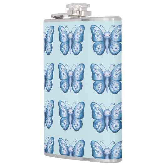 Blauer Schmetterling Flachmann (Links)