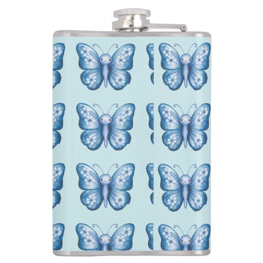 Blauer Schmetterling Flachmann (Rückseite)