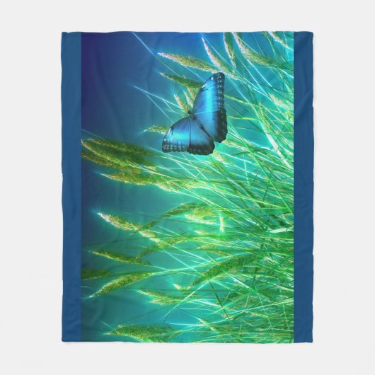 Blauer Schmetterling Fleecedecke (Vorderseite)