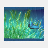 Blauer Schmetterling Fleecedecke (Vorderseite (Horizontal))