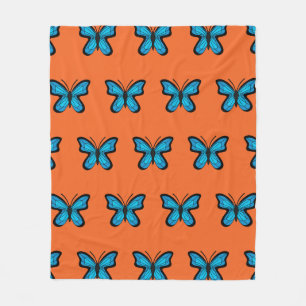 Blauer Schmetterling Fleecedecke