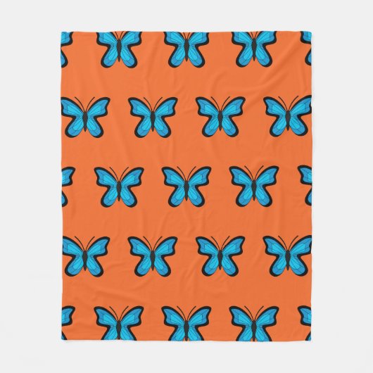 Blauer Schmetterling Fleecedecke (Vorderseite)