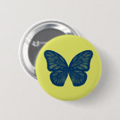 Blauer Schmetterling Flügel Illustration Gelber Kn Button (Vorne & Hinten)