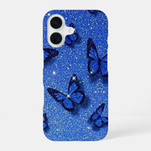 Blauer Schmetterling Funkeln Glitter Ästhetik iPhone 16 Hülle