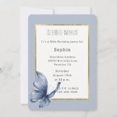 Blauer Schmetterling Geburtstag Einladung (Vorderseite)