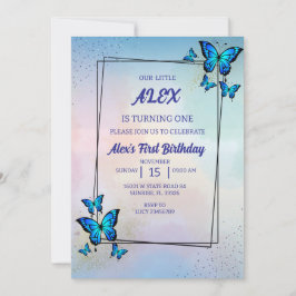 Blauer Schmetterling Geburtstagsparty Einladung