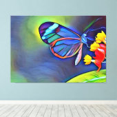 Blauer Schmetterling Gelbe Blume Leinwanddruck (Insitu (Holzboden))