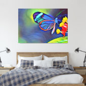 Blauer Schmetterling Gelbe Blume Leinwanddruck (Insitu (Schlafzimmer))