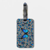 blauer Schmetterling Gepäckanhänger (Rückseite vertikal)