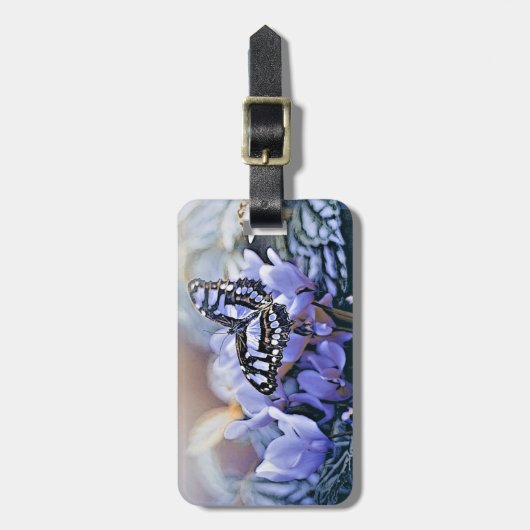 Blauer Schmetterling Gepäckanhänger (Vorderseite vertikal)