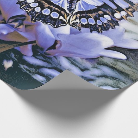 Blauer Schmetterling Geschenkpapier (Ecke)