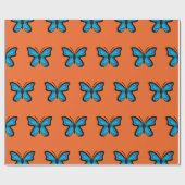 Blauer Schmetterling Geschenkpapier (Flach)