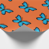 Blauer Schmetterling Geschenkpapier (Ecke)