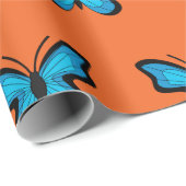 Blauer Schmetterling Geschenkpapier (Rolleneckpunkt)