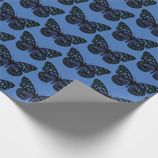 Blauer Schmetterling Geschenkpapier (Ecke)