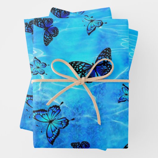 Blauer Schmetterling Geschenkpapier Set (Beispiel)
