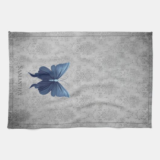 Blauer Schmetterling Geschirrtuch (Horizontal)