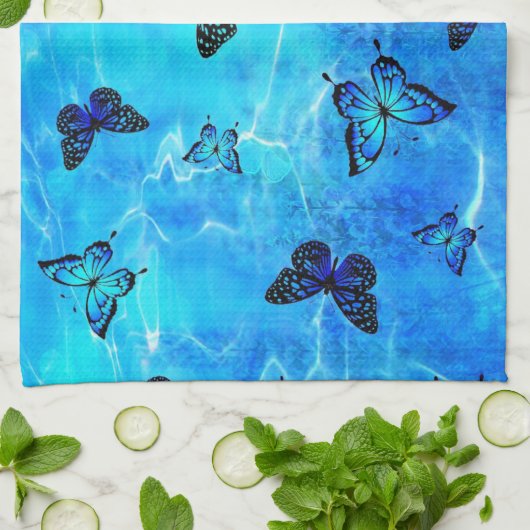 Blauer Schmetterling Geschirrtuch (Gefaltet)