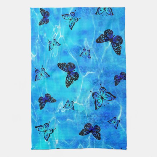 Blauer Schmetterling Geschirrtuch (Vertikal)