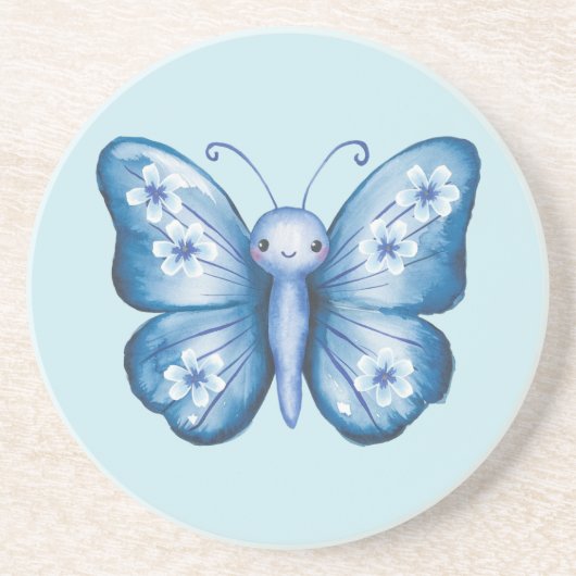 Blauer Schmetterling Getränkeuntersetzer (Vorne)