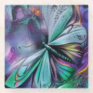Blauer Schmetterling Glasuntersetzer