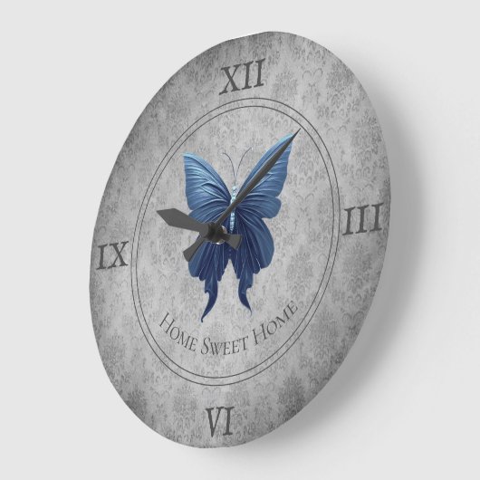 Blauer Schmetterling Große Wanduhr (Winkel)