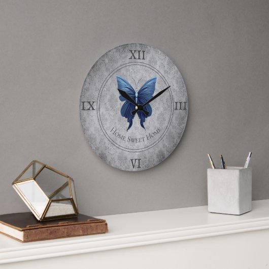 Blauer Schmetterling Große Wanduhr (Büro)