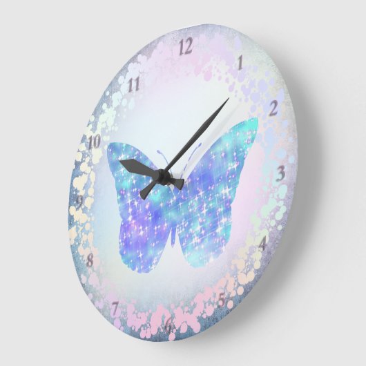 Blauer Schmetterling Große Wanduhr (Winkel)