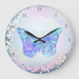 Blauer Schmetterling Große Wanduhr