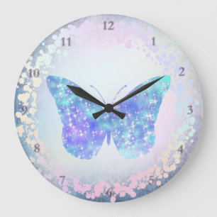 Blauer Schmetterling Große Wanduhr