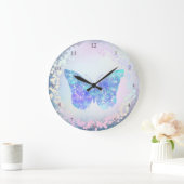 Blauer Schmetterling Große Wanduhr (Zuhause)