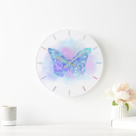 Blauer Schmetterling Großuhr Große Wanduhr (Zuhause)