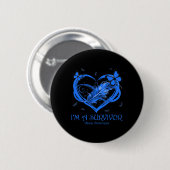 Blauer Schmetterling Herz Ich bin ein Überlebender Button (Vorne & Hinten)