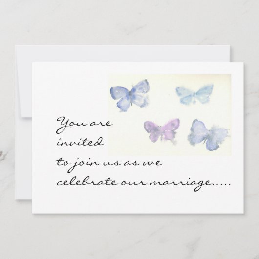 Blauer Schmetterling Hochzeitseinladung Einladung (Vorderseite)