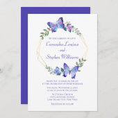 Blauer Schmetterling Hochzeitsschmetterlinge Einladung (Vorne/Hinten)