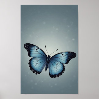 Blauer Schmetterling im Minimalistischen Stil Poster