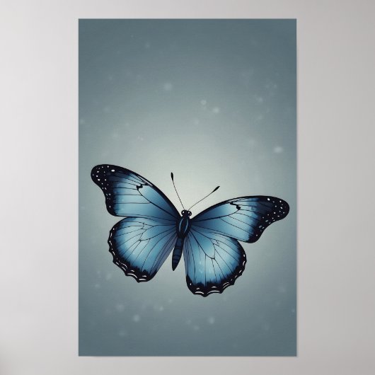 Blauer Schmetterling im Minimalistischen Stil Poster (Vorne)