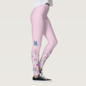 Blauer Schmetterling in Blume Leggings (Rechts)