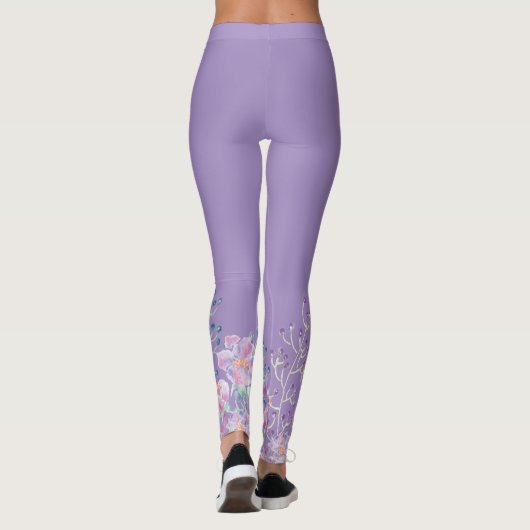 Blauer Schmetterling in Blume Leggings (Rückseite)
