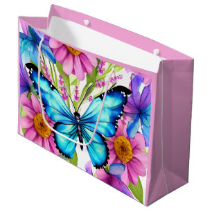 Blauer Schmetterling in einem Feld von Blume Große Geschenktüte